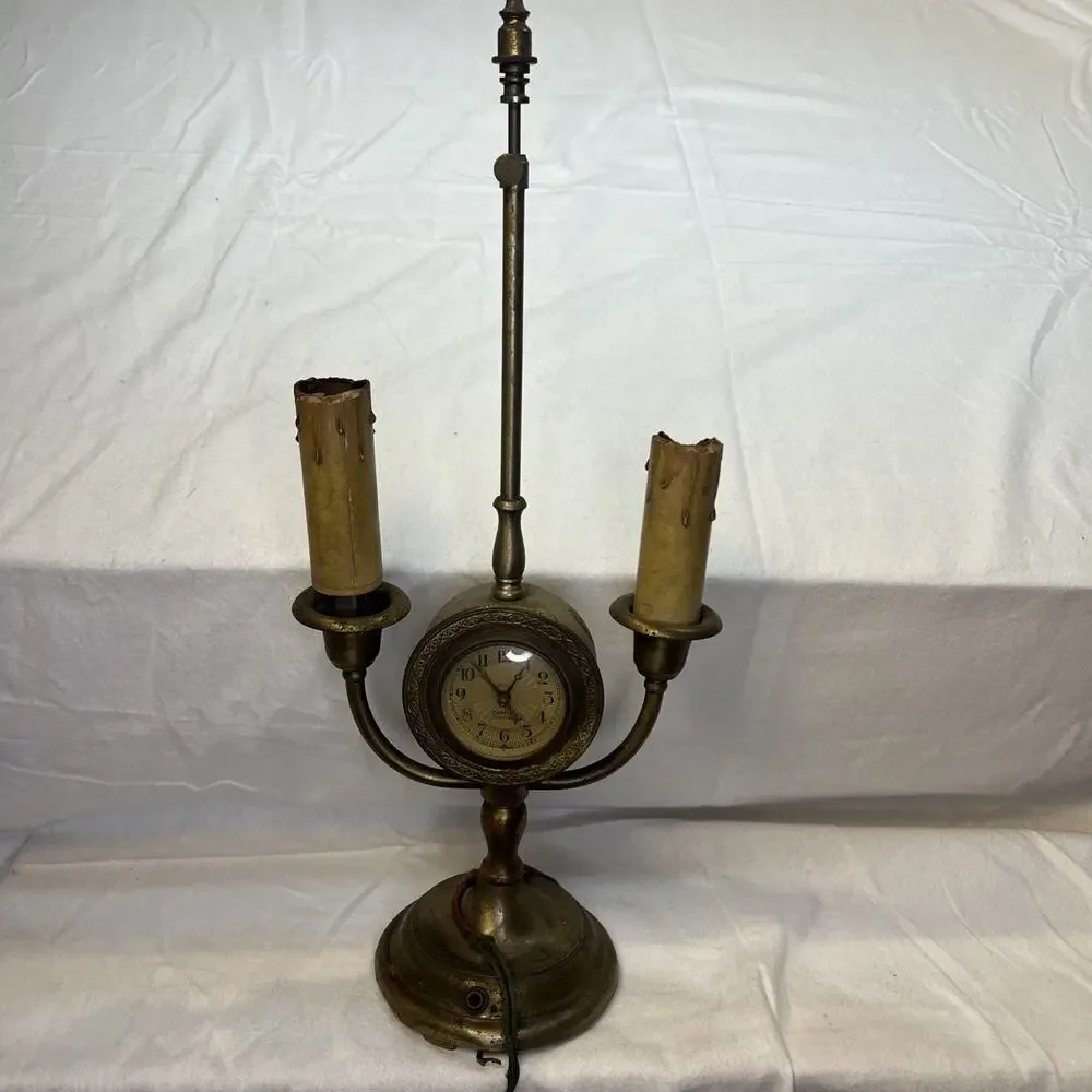 Vintage Capital Electric‎ Clock Candelabra Lamp Brass READ